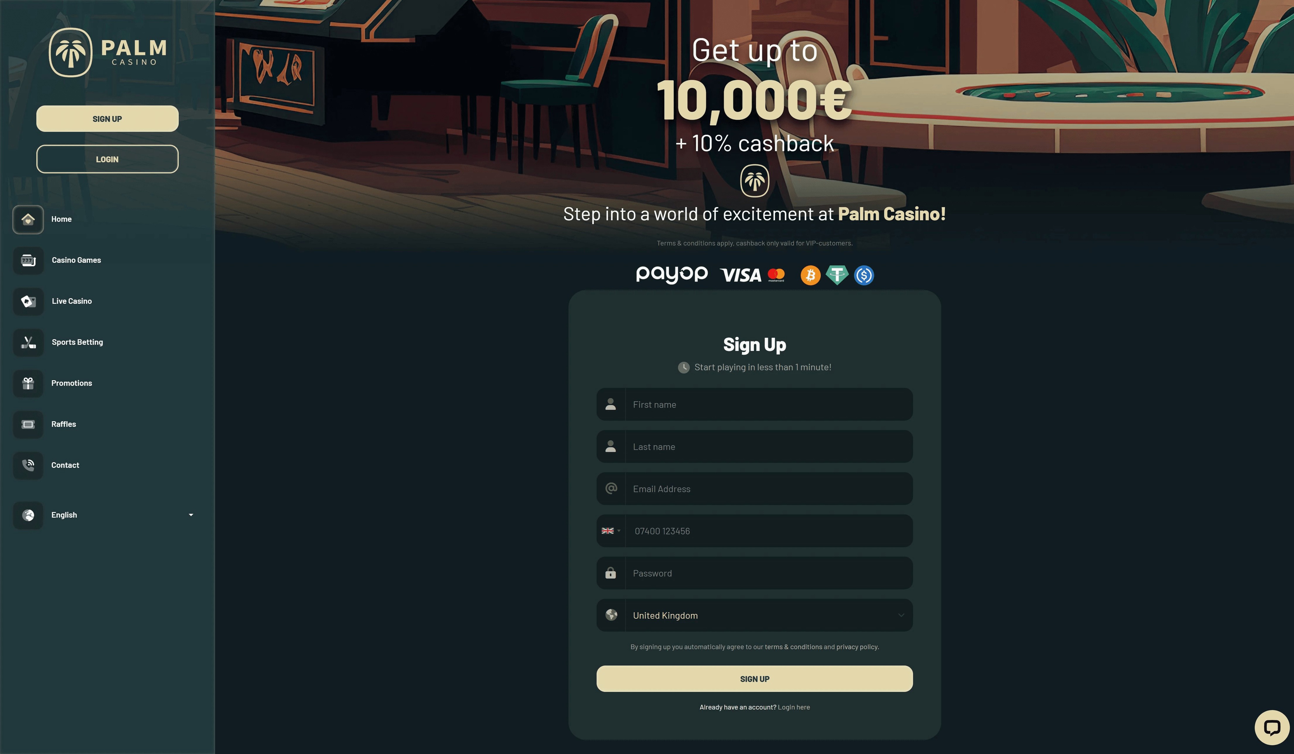 Palm Casino Main Screenshot