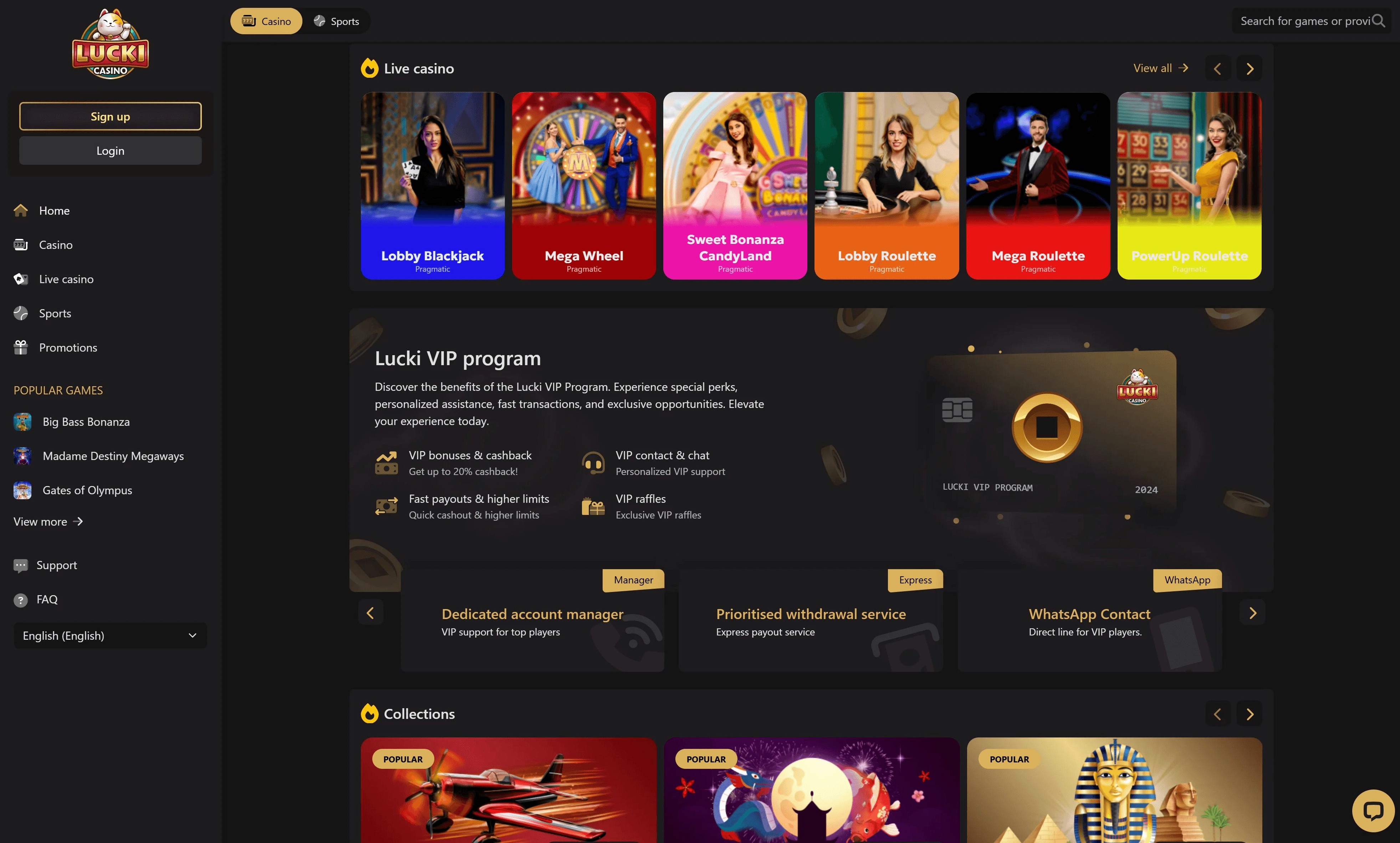 Lucki Casino Games Screenshot